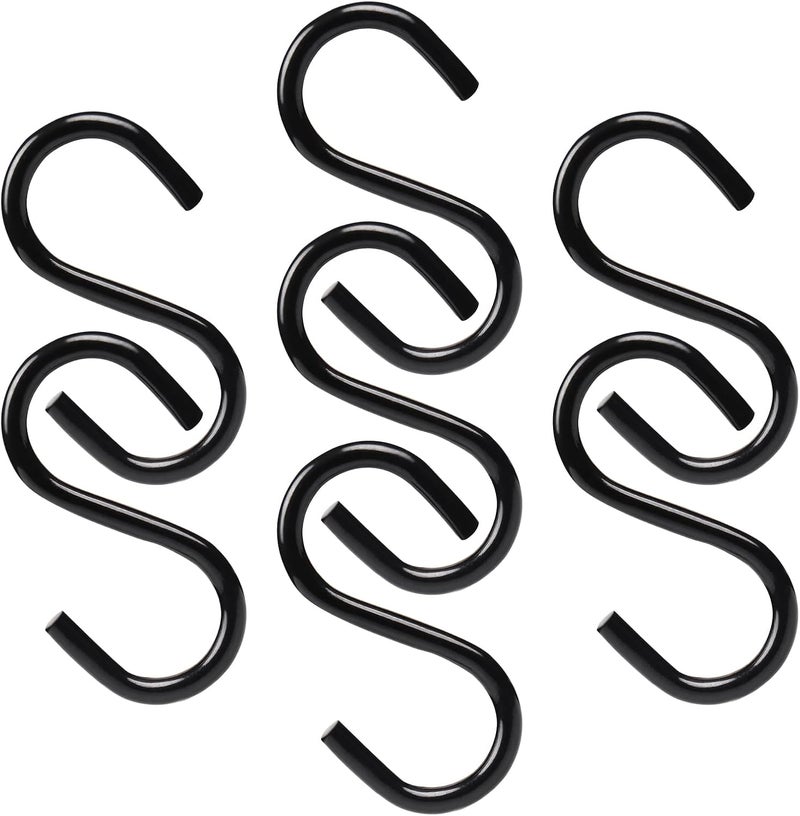 AUGHOA 100PCS 1 Inch S Hook, Mini S Hook for Displaying Keychains on Racks, S Shaped Small Hooks for Ornaments, DIY Crafts, Hardware Wooden Signs Planters, Black - Image 1
